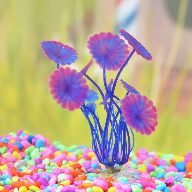 1 pièce Ornement d'eau, plante en plastique pour Aquarium, accessoires de décoration multicolores