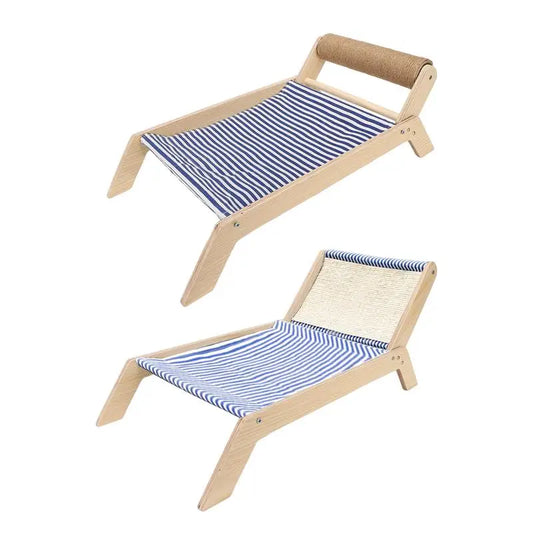 Chaise de plage, lit surélevé avec grattoir en Sisal, pour l'extérieur et l'intérieur, pour chats