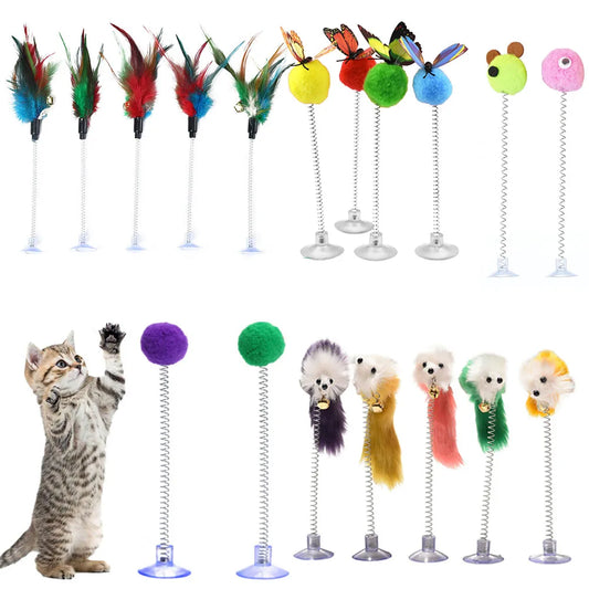 Jouet de divertissement interactif, plume, bâton amusant, jouet à ventouse, pour chats