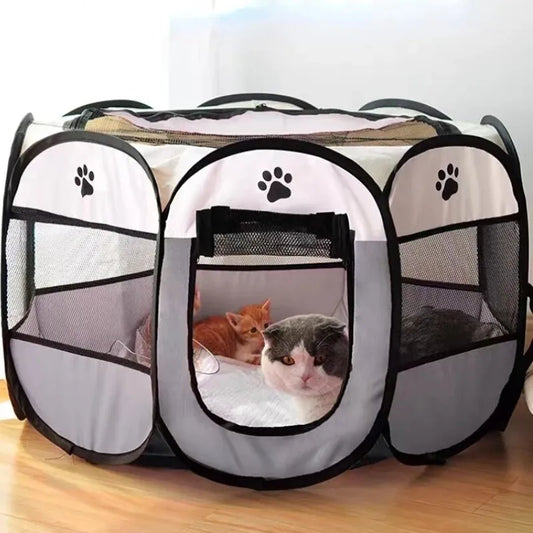 Tente pliable portable, clôture octogonale, abri pour chats, chiens